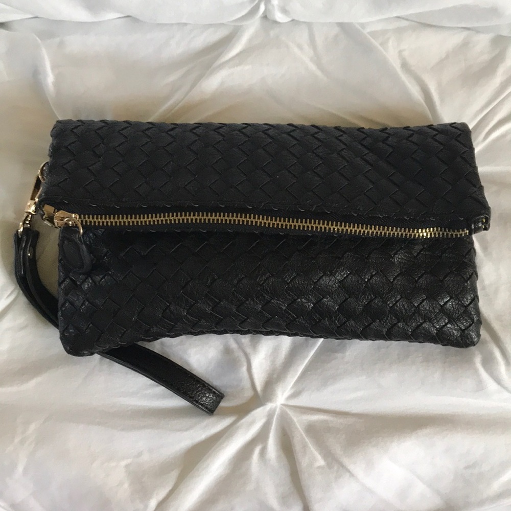 Woven fold over clutch/wristlet